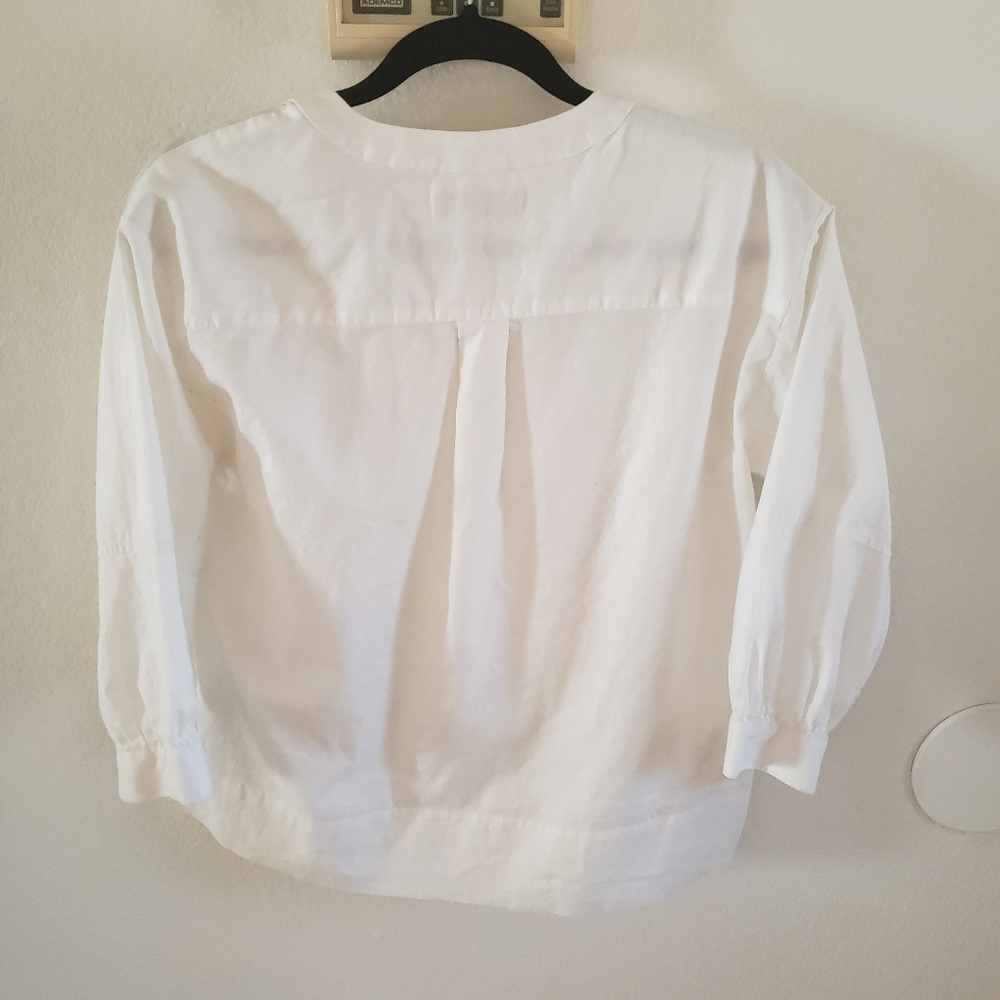 Everlane‎ Collarless White Button-Up Blouse 00 - Picture 8 of 9